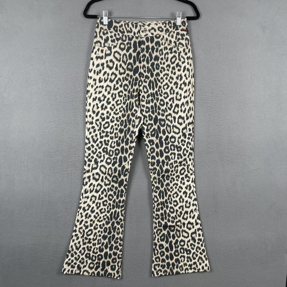 Studio XTC Pants Womens Medium Leopard Print Flare Animal Print 100% Poly USA